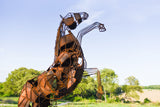 Life-size Welded Steel Rearing Horse Sculpture
